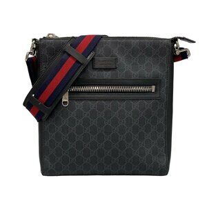 GUCCI GG Plus/GG Supreme 474137 Dark Gray Light gray Black PVC Leather